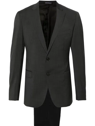 Emporio Armani Single-breasted Wool Suit Notched Lapels In Gray