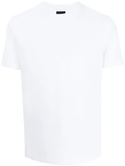 Emporio Armani White Logo Embroidery T-shirt In White