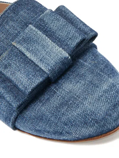 Pre-owned Miu Miu Crystal Denim Slippers In Blue