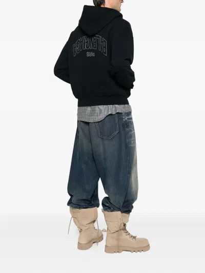 Balenciaga Zip-up Hoodie In Black