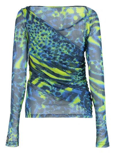 Versace Jeans Couture Draped Sheer Tulle Top