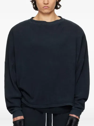 Greg Ross Waffle-knit Crew-neck Sweater In Black