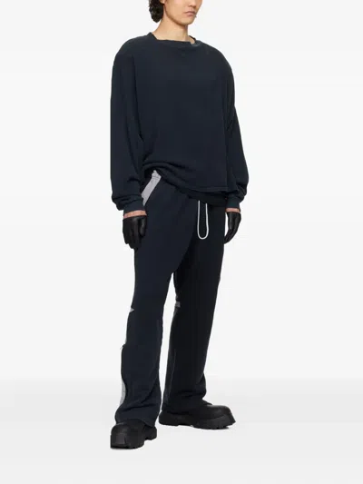 Greg Ross Waffle-knit Crew-neck Sweater In Black