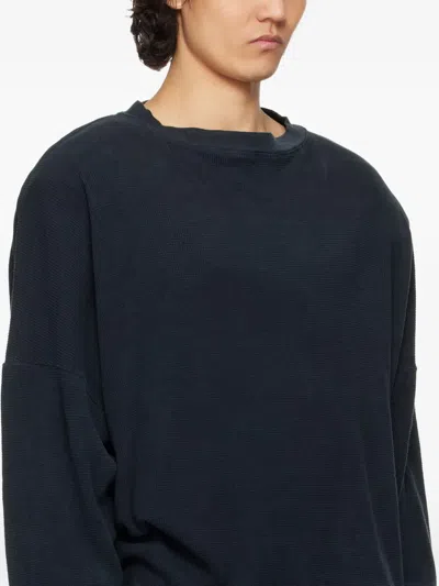 Greg Ross Waffle-knit Crew-neck Sweater In Black