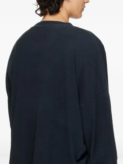 Greg Ross Waffle-knit Crew-neck Sweater In Black