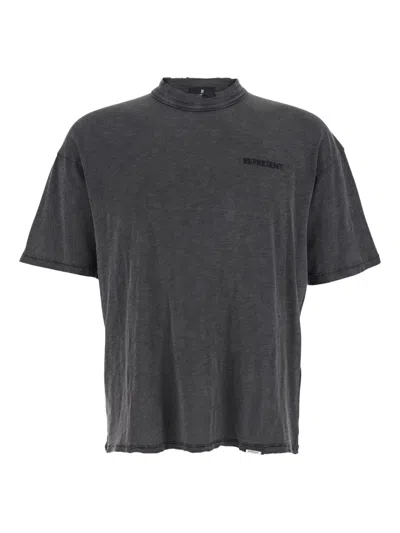 Represent Logo-embroidered Crew-neck T-shirt In Black