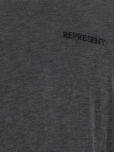 Represent Logo-embroidered Crew-neck T-shirt In Black