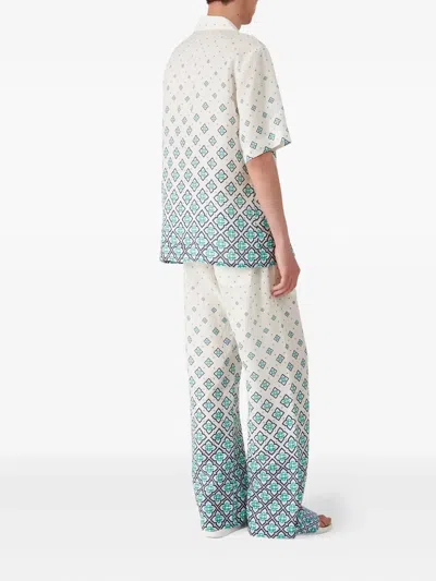 Casablanca Gradient Lettering Linen Trousers In Multi