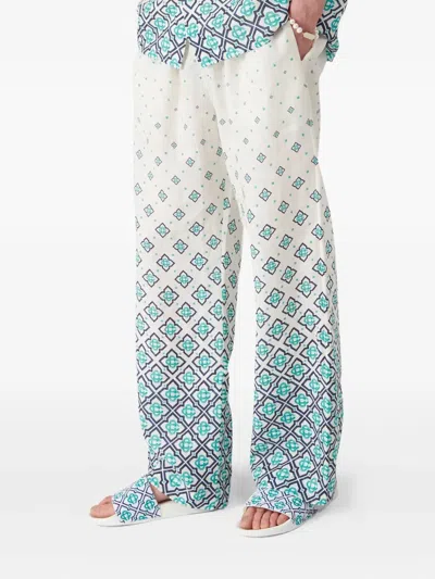 Casablanca Gradient Lettering Linen Trousers In Multi