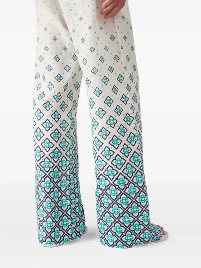 Casablanca Gradient Lettering Linen Trousers In Multi