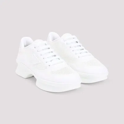 Prada Wavy Triangle Logo Low-top Sneakers In White
