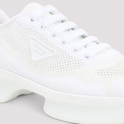 Prada Wavy Triangle Logo Low-top Sneakers In White