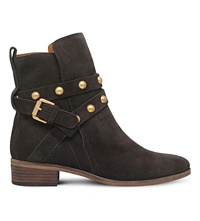 Shop See By Chloé Janis Suede Ankle Boots In Grey/dark