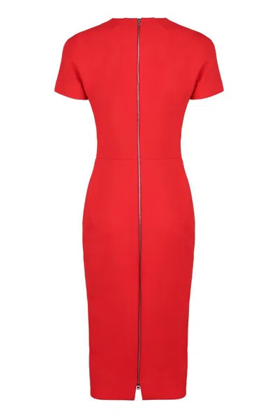 Victoria Beckham T-shirt Fitted Midi Dress With Back Zipper In Red