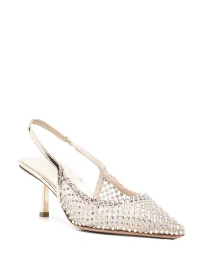 Le Silla Chanel Gilda Pumps With 60mm Back Strap In Silver