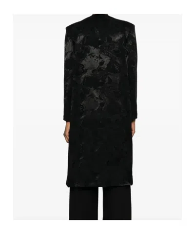 Dries Van Noten Rivkam Floral Snakeskin-trim Open Front Coat In Black