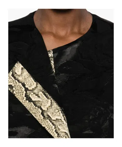 Dries Van Noten Rivkam Floral Snakeskin-trim Open Front Coat In Black