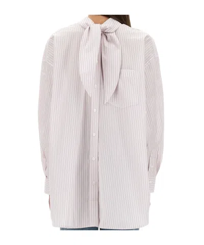 Victoria Beckham Bow Detail Oversized Striped Blouse