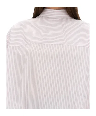 Victoria Beckham Bow Detail Oversized Striped Blouse