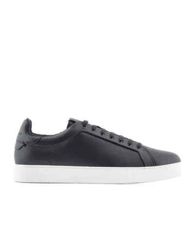 Emporio Armani Nylon Sneakers With Jacquard All-over Eagle In Black