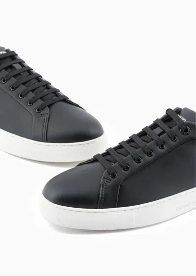 Emporio Armani Nylon Sneakers With Jacquard All-over Eagle In Black