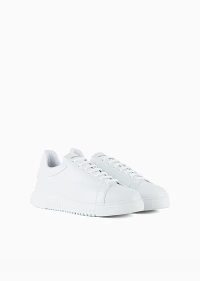 Emporio Armani Man Sneakers White Size 6.5 Leather, Textile Fibers In White