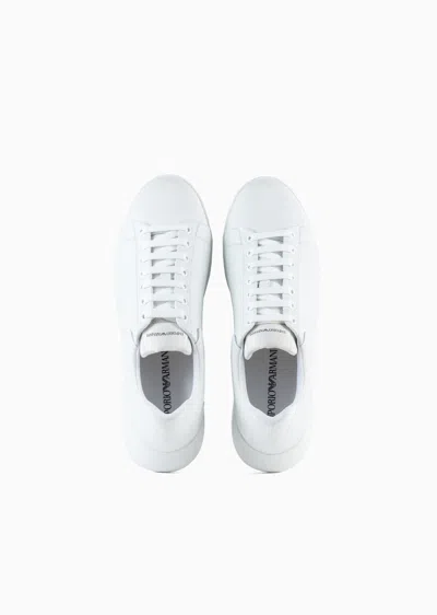 Emporio Armani Man Sneakers White Size 6.5 Leather, Textile Fibers In White