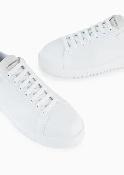 Emporio Armani Man Sneakers White Size 6.5 Leather, Textile Fibers In White