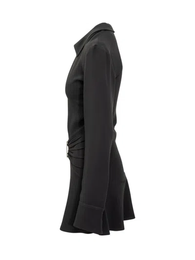 Attico Mini Dress With Deep V-neck In Black