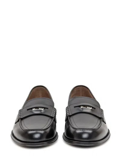 Dsquared2 Black Loafers With Logo Plaque On The Front And Logo Lettering On The Heel In Leather Man In Black