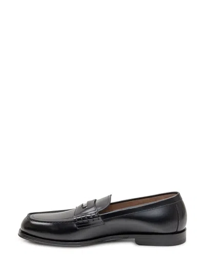 Dsquared2 Black Loafers With Logo Plaque On The Front And Logo Lettering On The Heel In Leather Man In Black