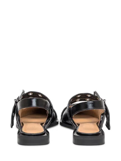 Ganni Buckle Ballerina In Black