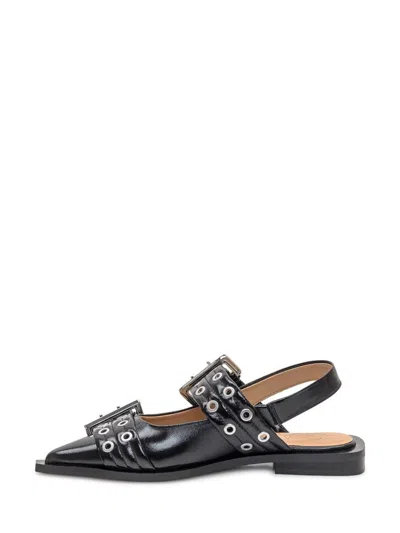Ganni Buckle Ballerina In Black