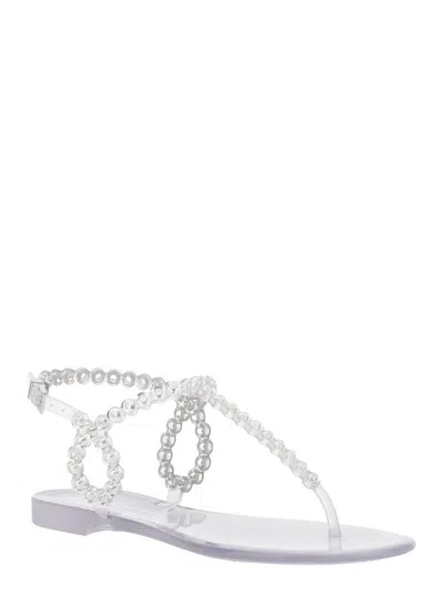 Aquazzura 'almost Bare' Metallic Colored Sandals With Eyelet Decorations And Buckle Closure In Rubber Woman