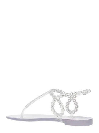 Aquazzura 'almost Bare' Metallic Colored Sandals With Eyelet Decorations And Buckle Closure In Rubber Woman