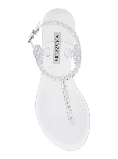 Aquazzura 'almost Bare' Metallic Colored Sandals With Eyelet Decorations And Buckle Closure In Rubber Woman
