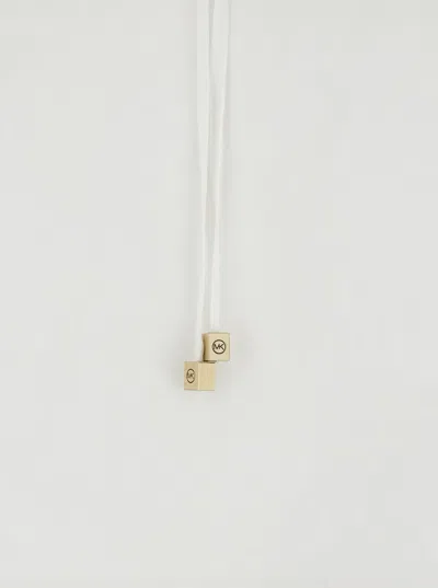 Michael Kors White Blouse With V Neck And Charm With Logo Detail On The Front In Ramie Woman