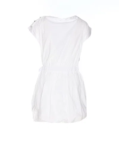 Pinko Asymmetric Hem Belted Waist Mini Dress In White