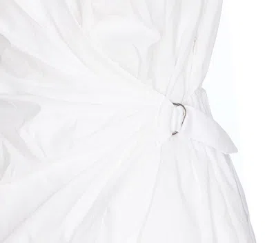 Pinko Asymmetric Hem Belted Waist Mini Dress In White
