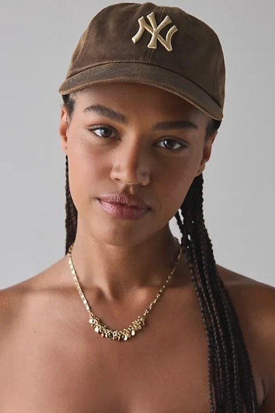 Mitchell & Ness Mlb New York Yankees Leather Dad Hat In Brown, Men's At Urban Outfitters