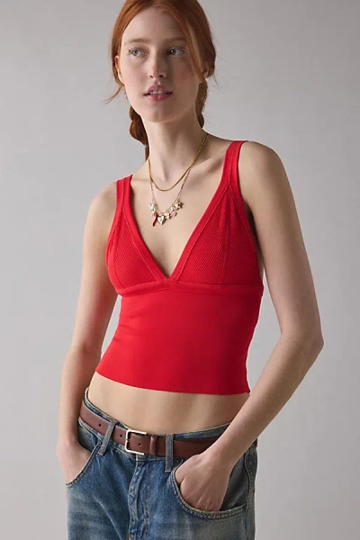 Out From Under Jade Seamless Knit Cutout Tank Top In Red, Women's At Urban Outfitters