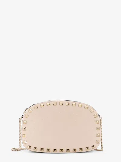 Valentino Borsa A Tracolla Rockstud In Pelle Avorio  Donna