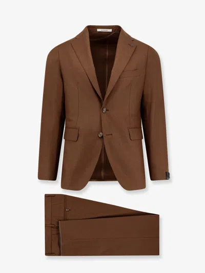 Tagliatore Tobacco Virgin Wool Single-breasted Suit In Brown