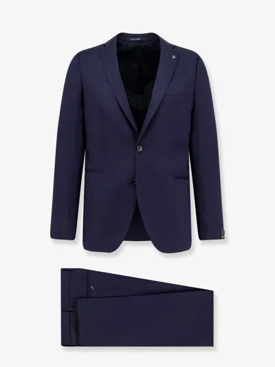 Tagliatore Single-breasted Virgin Wool Suit In Blue