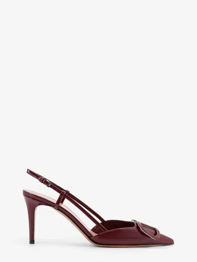 Valentino Patent Leather Slingback Pumps With Stiletto Heel In Burgundy