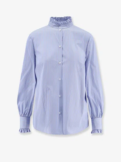 Valentino Hemd Aus Classic Stripe Popeline Frau Iris Liliac 48 In Blue