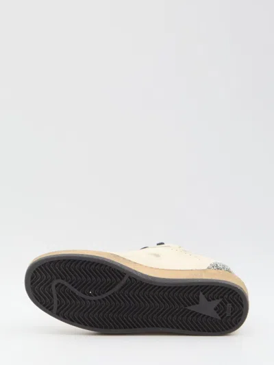 Golden Goose Ball Star Sneakers In Vintage Effect Leather And Suede With Glittered Star And Heel Tab In Neutral