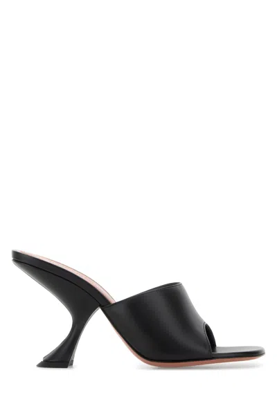 Amina Muaddi Black Leather Taylor Mules
