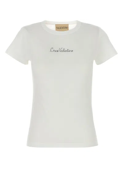 Valentino Cotton Crew Neck T-shirt With Short Sleeves In White