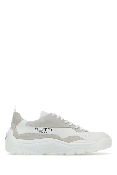 Valentino Two-tone Leather And Suede Gumboy Sneakers In White
